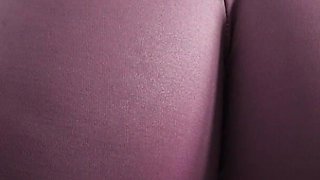 Holy Ass! Jiggly Bubble Butt Latina in Tight Purple Leggings!