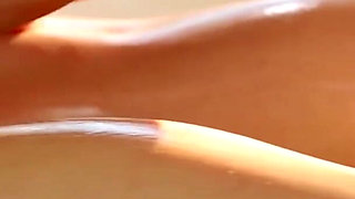 Blonde gets her body oiled and pussy licked