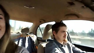 Teen slut has some fun in the car