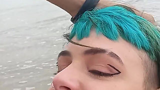Influencer Sucking Dick in Public on a Beach