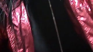 The Nympho Wife Plays with Her Camel-toe Jumpsuit and Put Some Cum on Her Shinny Red Down-jacket 230