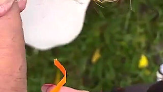 Story #5. French Porn Star Lilly with Glasses Takes a Golden Shower, Sucks a Big Dick, Has Urine and Blows Bubbles in a Park