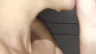 Gorgeous Brunette Gives Close-up Blowjob with Huge Pulsating Oral Creampie