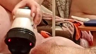 Mother-in-law Massages Cock and Balls, Then Sucks Cock and Gets a Mouthful of Cum