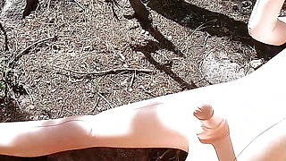 BLACK BBW TAKES 8 IN INFLATABLE SEX DOLL IN THE WOODS