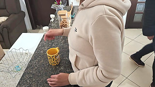 A Stepdaughter Is Surprised While Having Breakfast.