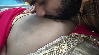 Red Half Saree Navel Lick Romance