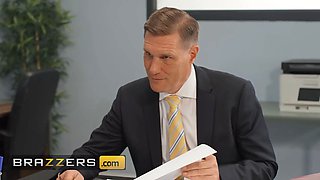 Busty red haired Zara Durose takes a big facial from her office opponent Danny D - brazzers