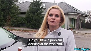 Elegant Sexy Busty Blonde MILF Pleases a Stranger With Hot Fuck In His Car To Get the Desired Cash