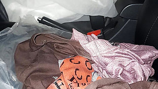 Crossdressing Wearing Wedding Gown While Driving and Cum Inside Gown