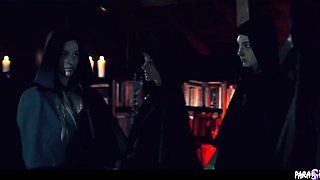 Crazy hot witches are spiraling down into a ritualistic lesbian orgy