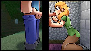 HornyCraft episode featuring animated hentai girl experiencing a wild shaking orgasm