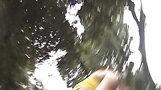 Cute German teens enjoying threesome in the woods