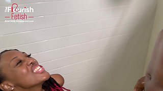 Cairo getting PEED on by Black in shower post BDSM scene