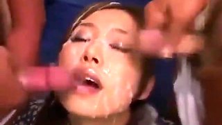 Japanese Girl Gets Bukkake Facial