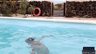 Tiny titties ebony teenage model with Playboy