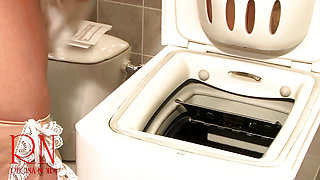 Maid And Washing machine. Boobs massage at laundry. 279