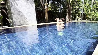 Hot Babe Takes a Swim and Gets My Cock Poolside