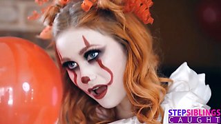Creepy Clown Scarlet Skies Has Stepbro Screaming in Delight by Step Siblings Caught: Porn