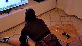 Caged Sissy Teased in Facesitting Box - Mistress Uses Her Slave as a Seat While She Plays