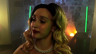 Blonde tight pussy babe solo toy fun in glamour masturbation