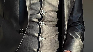 Suited Groom Jerks off in Hotel Room