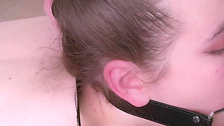 Ritzy Rain Oral Domination with Mouth Spider O-ring Gag, Full Mouth of Cum in Gag and Nasty Cum Play