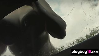 Hispanic teenager and exciting BFFs get some money