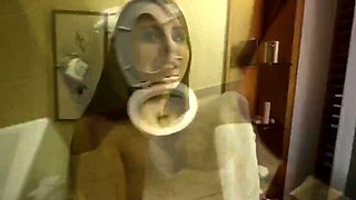 Schoolgirl brunette doggystyle and blowjob