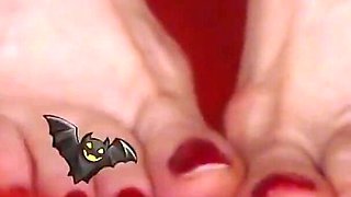 Enchanting Feet Play: Red Nails and Sensual Touch - 379