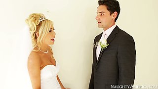 Sexy bride Tasha Reign kisses passionately at the wedding