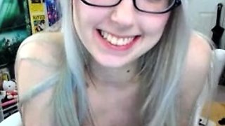 Glamour babe with big boobs masturbates in lingerie