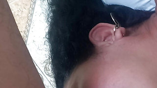 Beautiful deep throat sucking wife