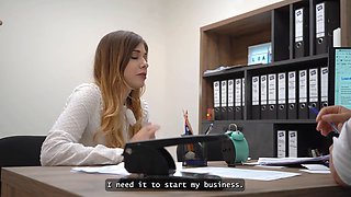 Loan4k. czech girl with Huge Boobs is blowing clerk\u2019s Big Cock in his office