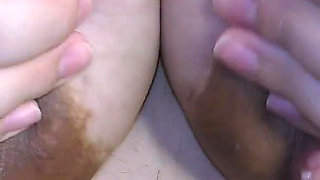 Milky Mari Masturbate Her Very Hairy Pussy and Milk Her Big Boobs