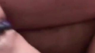 Chubby old woman uses toilet brush to masturbate