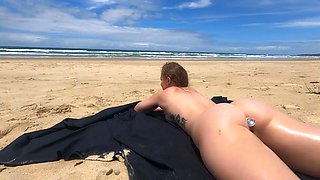 Letting crazy strangers see me stuff my bathing suit in my ass! on public beach