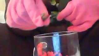 Chubbirella Urinates in a Glass Filled with Cute Flowers.