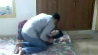 Arab girl sucks cock and gets missionary fucked on the floor