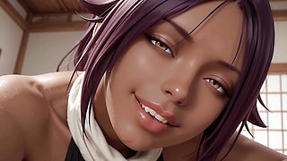 Yoruichi Helps You To Relax And Lets You Cum On Her Breasts After Being Fucked