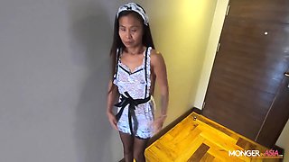 The shy Thai maid is desperate for work and fucks the boss