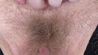 Mature Hairy Pussy Cums From a Comb Close-up. Amateur Fetish with a Plump Pubic Mound and Bush.