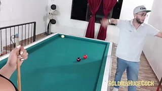 Playing billiards with my friend Mariana Martix I end up fucking her tight pussy