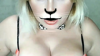 Chubby MILF in Cat Costume Big Tits