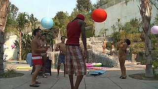 Asian babe goes wild with BBC at pool party