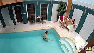 Brunette Anna Rose gets fucked by her boyfriend by the pool