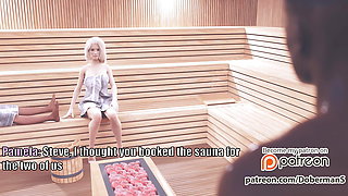 Dobermans Pamela Episode 04 Unfaithful Whore Fucking with a Huge Monster Black Cock in Front of Her Cuckold Husband in the Sauna