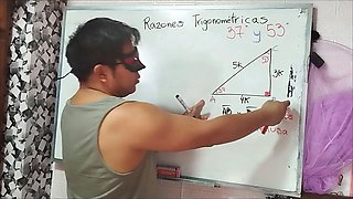 18-Year-Old Geometry Lesson: Cumshot inside after 37° angle with a monster cock