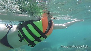 Underwater Exhibitionist German Teen with Big Boobs on the Sea N