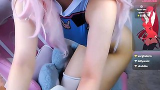 Shy anime cosplayer